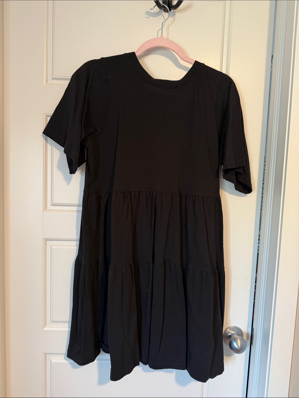 Brunette The Label Black Tiered Short Sleeve Dress